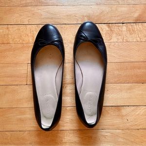 J.Crew Kiki Cap Toe Leather Ballet Flats - Black
